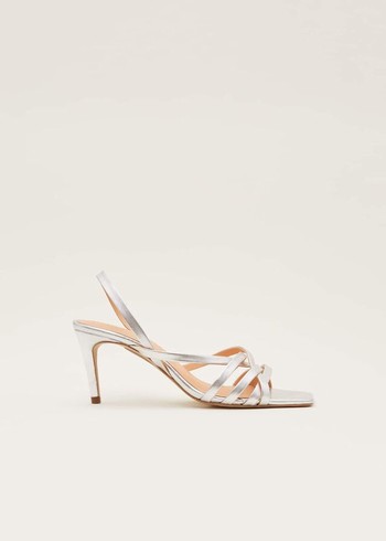 Phase Eight Strappy Sling Back Heels Silver Australia | KN4765821